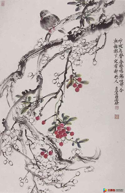 中国美术学院美术考级花鸟画考级八级(高级)示范图例。