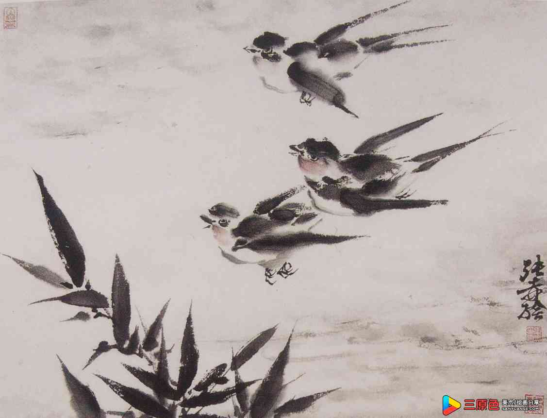 中国美术学院美术考级花鸟画考级三级(初级)示范图例