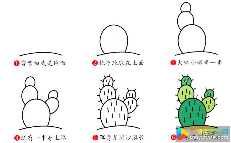 仙人掌简笔画画法