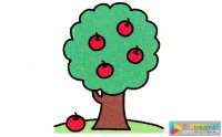 苹果树简笔画画法