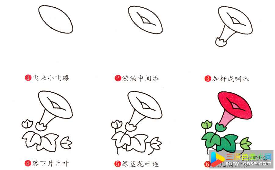 牵牛花简笔画画法