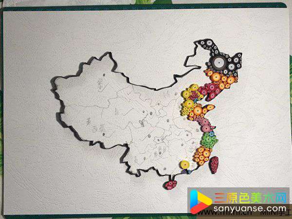 衍纸中国地图 第5步