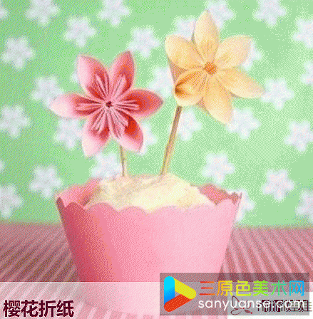 纸折樱花的制作步骤