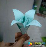 手工百合花折纸方法，折纸百合花步骤图解