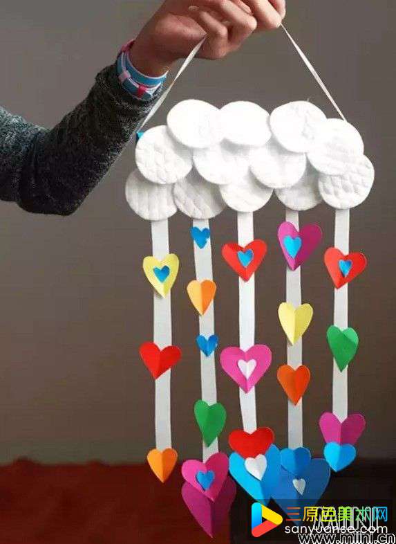 卡纸手工教学,爱心雨制作教程